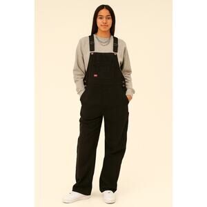 Dickies Women's Relaxed Straight Bib Overalls Black Size - Large